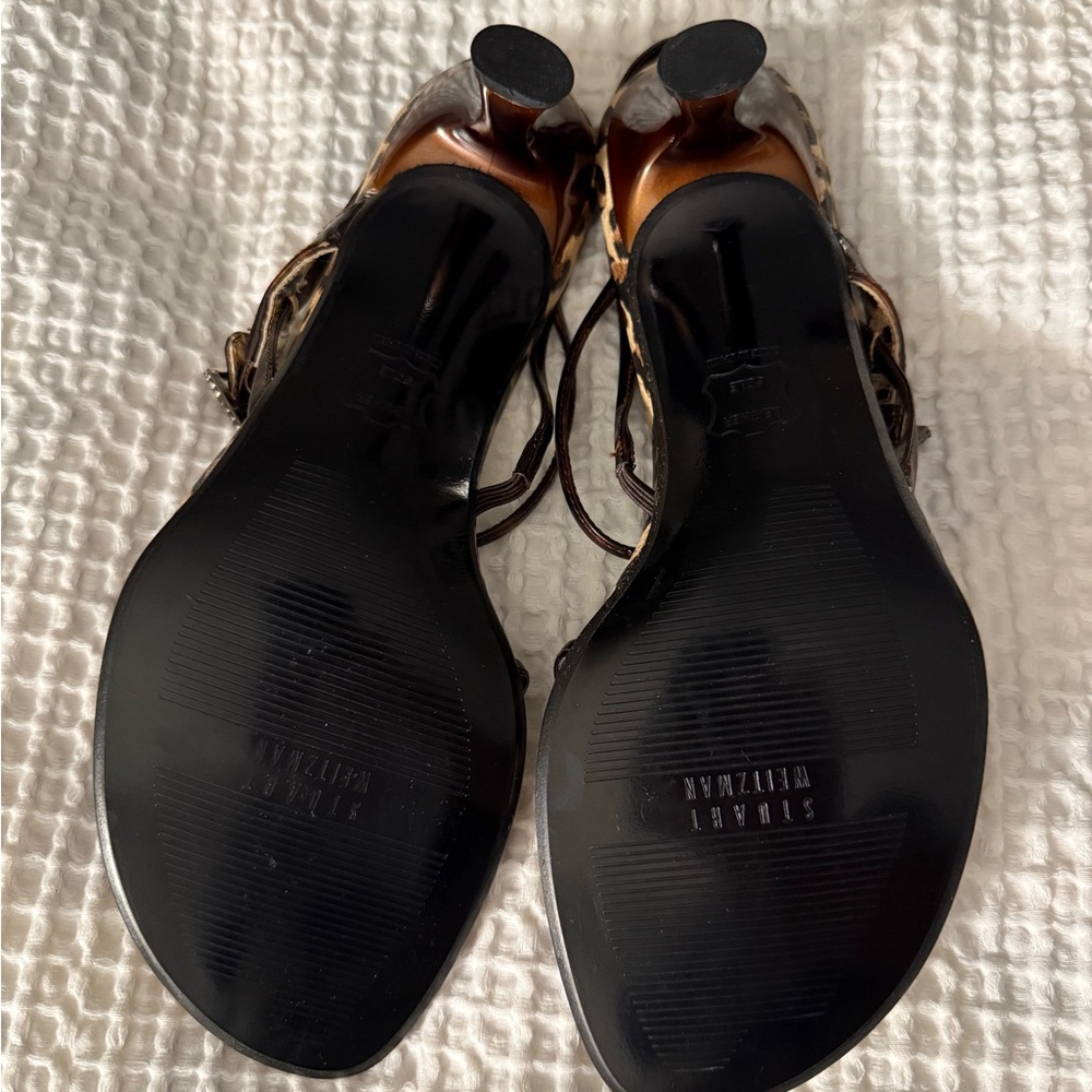 ✨️STUART WEITZMAN✨️ Lepard Print 2 Inch Heel Sandal Slide Wm's Sz 8 1/2 New - Picture 4 of 9